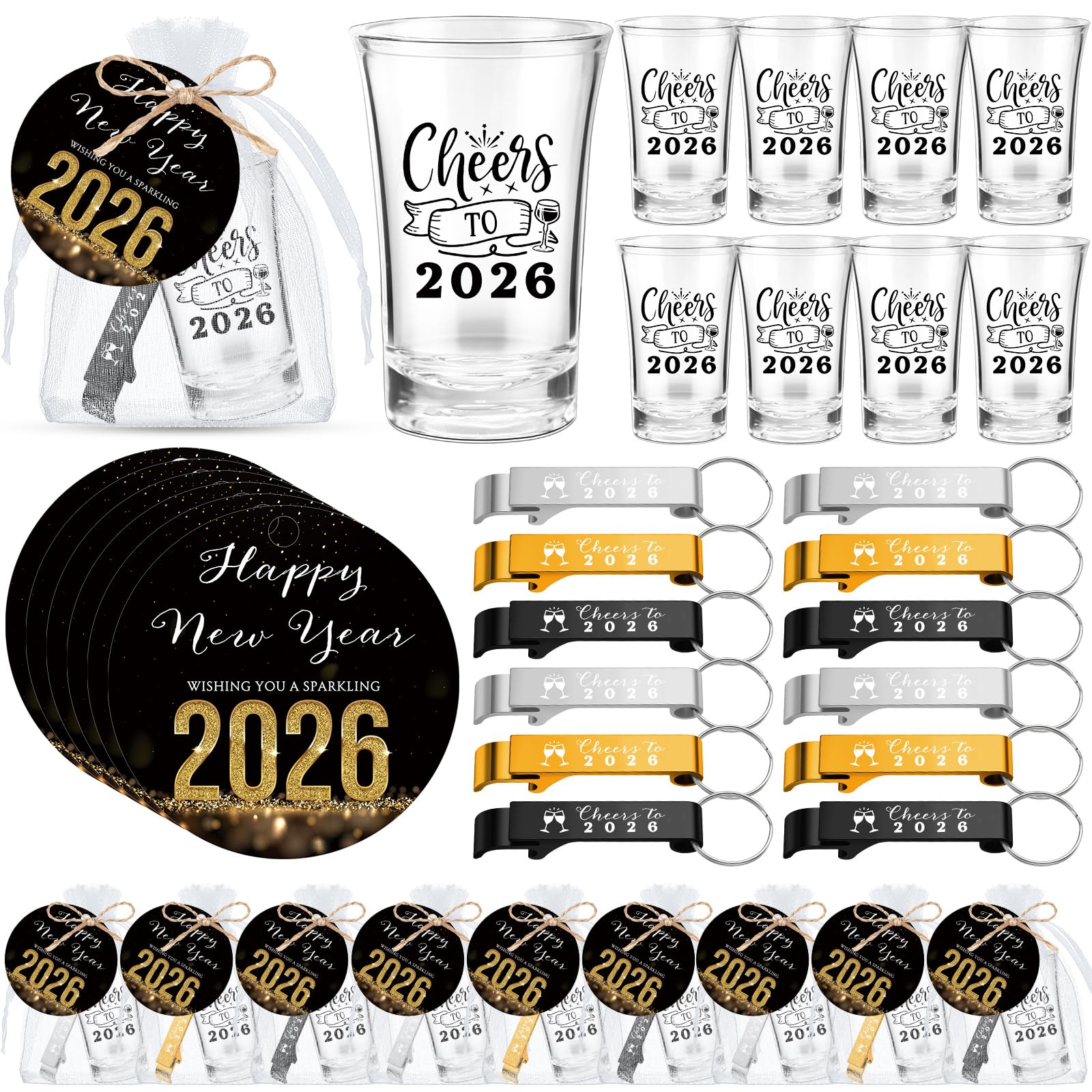 Yiyiring Cheers to 2026 shot glass in clear acrylic for festive toasts.