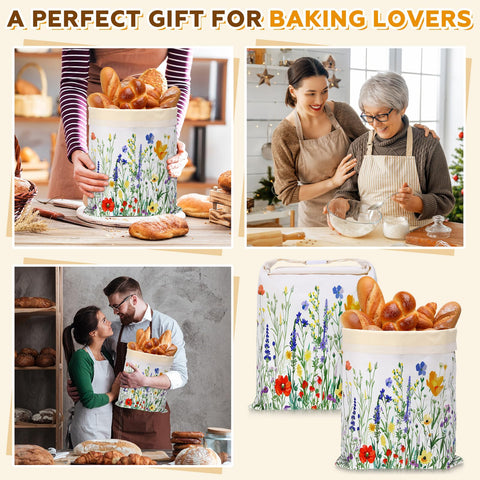 Floral design linen bag suitable for gifts and everyday use.