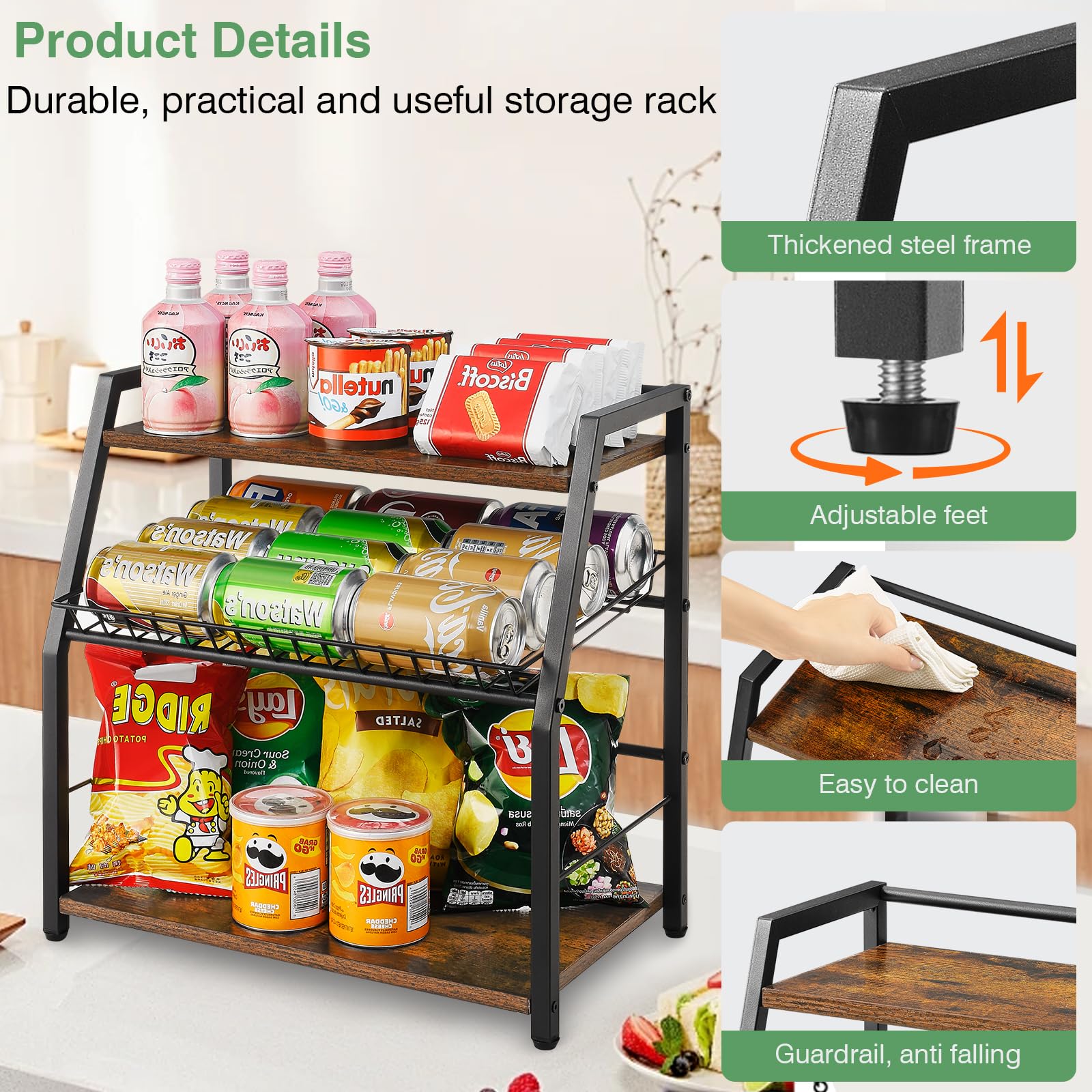 YIYYZI pantry setup with tea and condiments organized neatly.