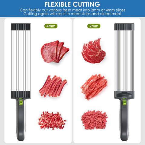 YJPPDD blade sets shown, enabling uniform meat slices.