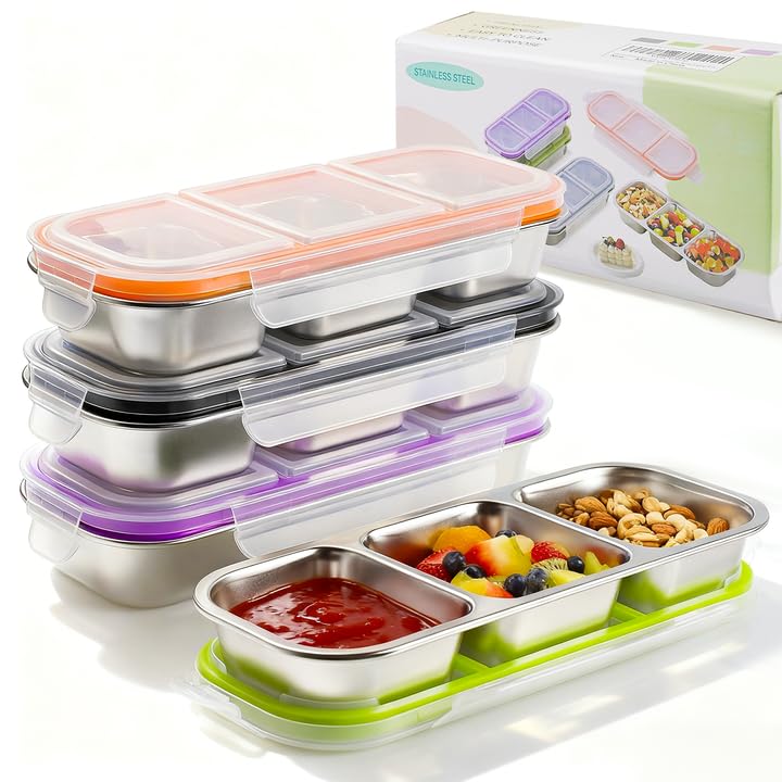 YJSLICT four-color stainless steel snack containers set for versatile meal prep.