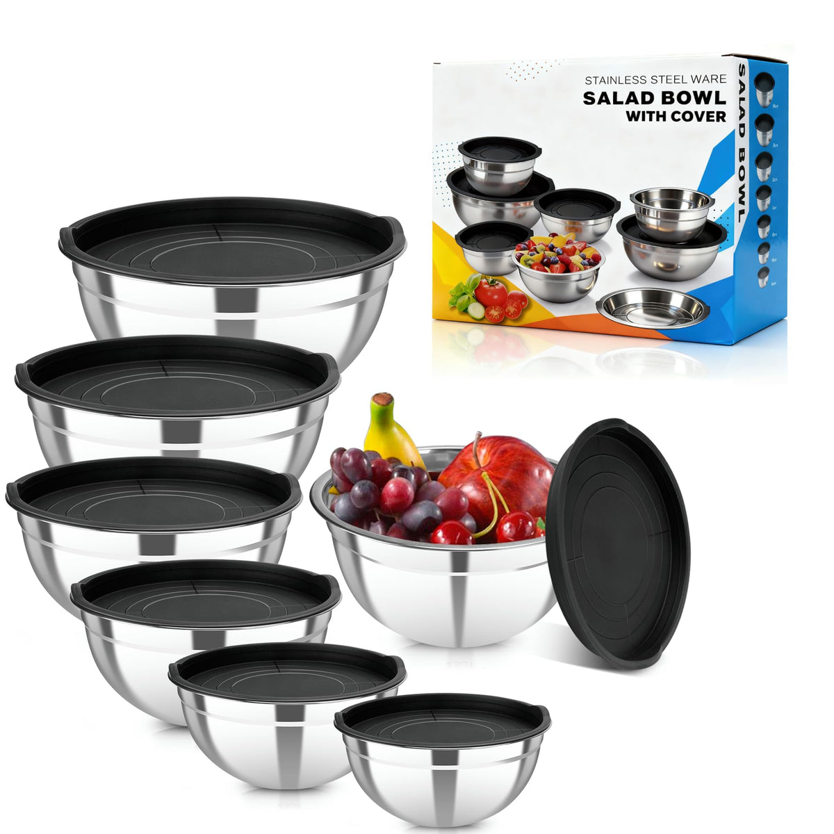 YJSLICT 0.7-quart stainless steel mixing bowl with lid for precise prep.