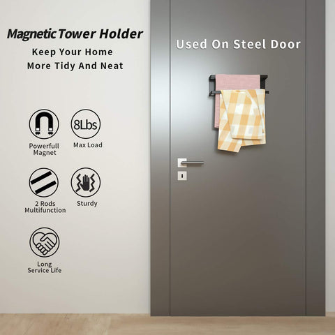 YJSMO bathroom towel holder provides sturdy magnetic hold for towels.
