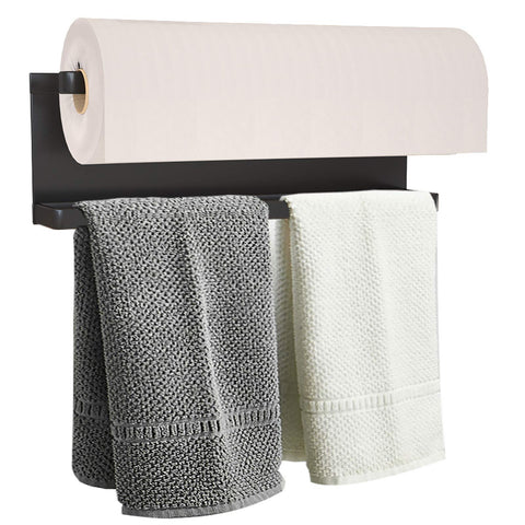 YJSMO magnetic towel holder on refrigerator keeps towels accessible and clutter-free.