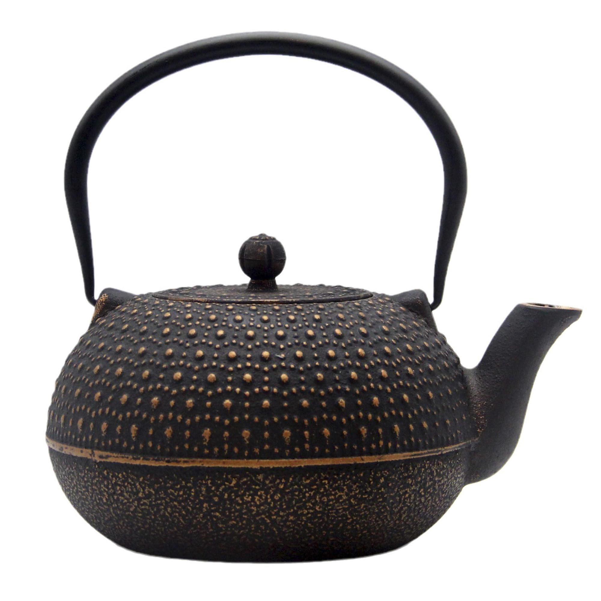 YJX 60.9oz cast iron teapot with infuser for rich tea flavor.