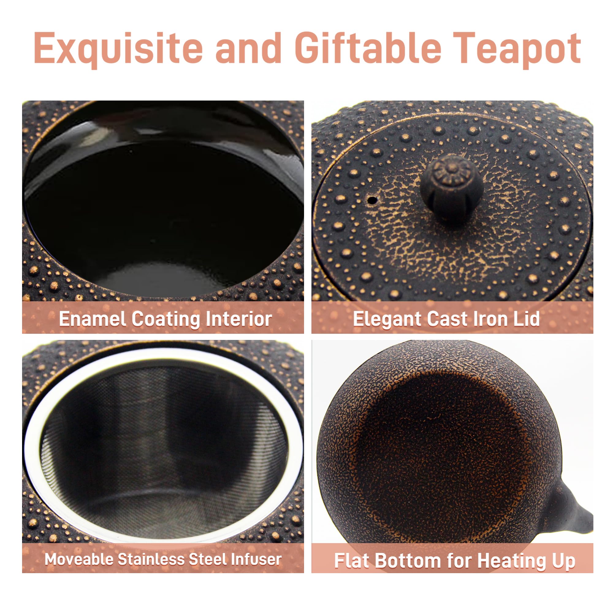 YJX teapot with enameled interior preserves flavor and eases cleaning.