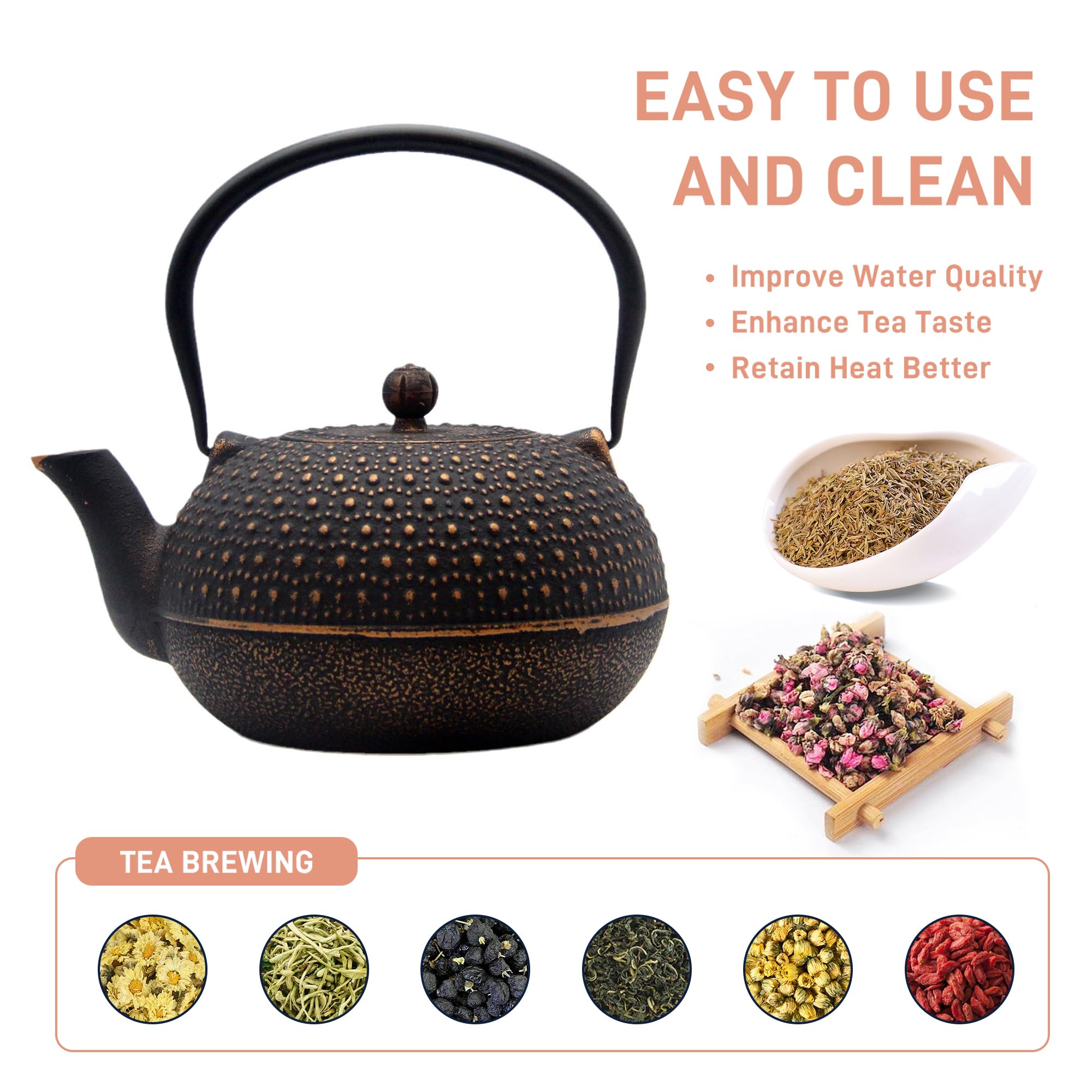 YJX Japanese tetsubin design teapot elevates kitchen style and heat retention.