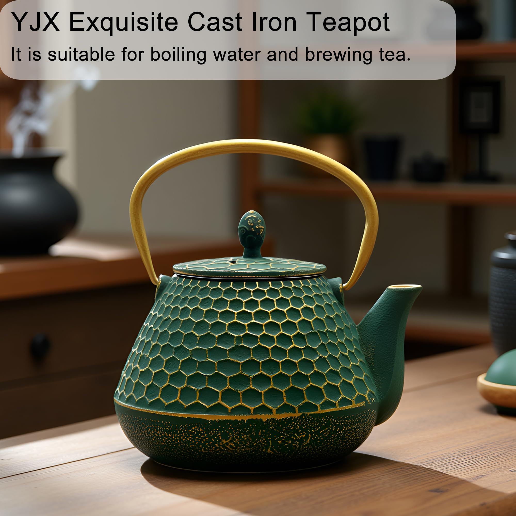 YJX teapot on stovetop demonstrates safe heating for boiling water and tea