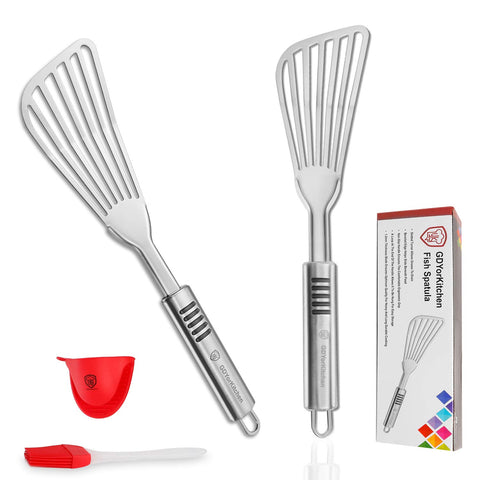 YK GDYORKITCHEN premium fish spatula set 2 front view for precise flipping.