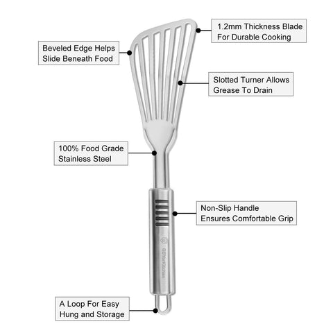 The YK GDYORKITCHEN premium fish spatula set 2 side view showcases versatility.