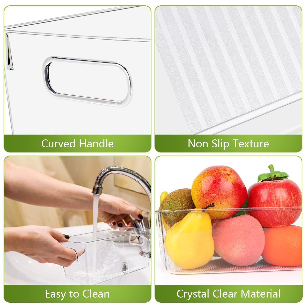 YKIOKE fridge organizer bin on shelf demonstrates space-saving pantry solution.