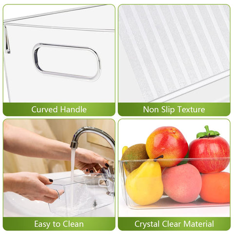 YKIOKE fridge organizer bin on shelf demonstrates space-saving pantry solution.