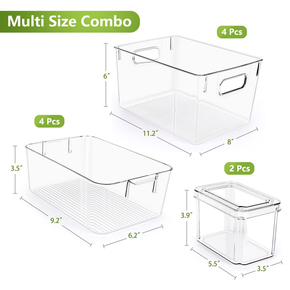 YKIOKE kitchen countertop bin organization highlights easy-grip handles for daily use.