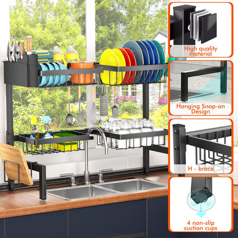 Adjustable rack fits single or double sinks