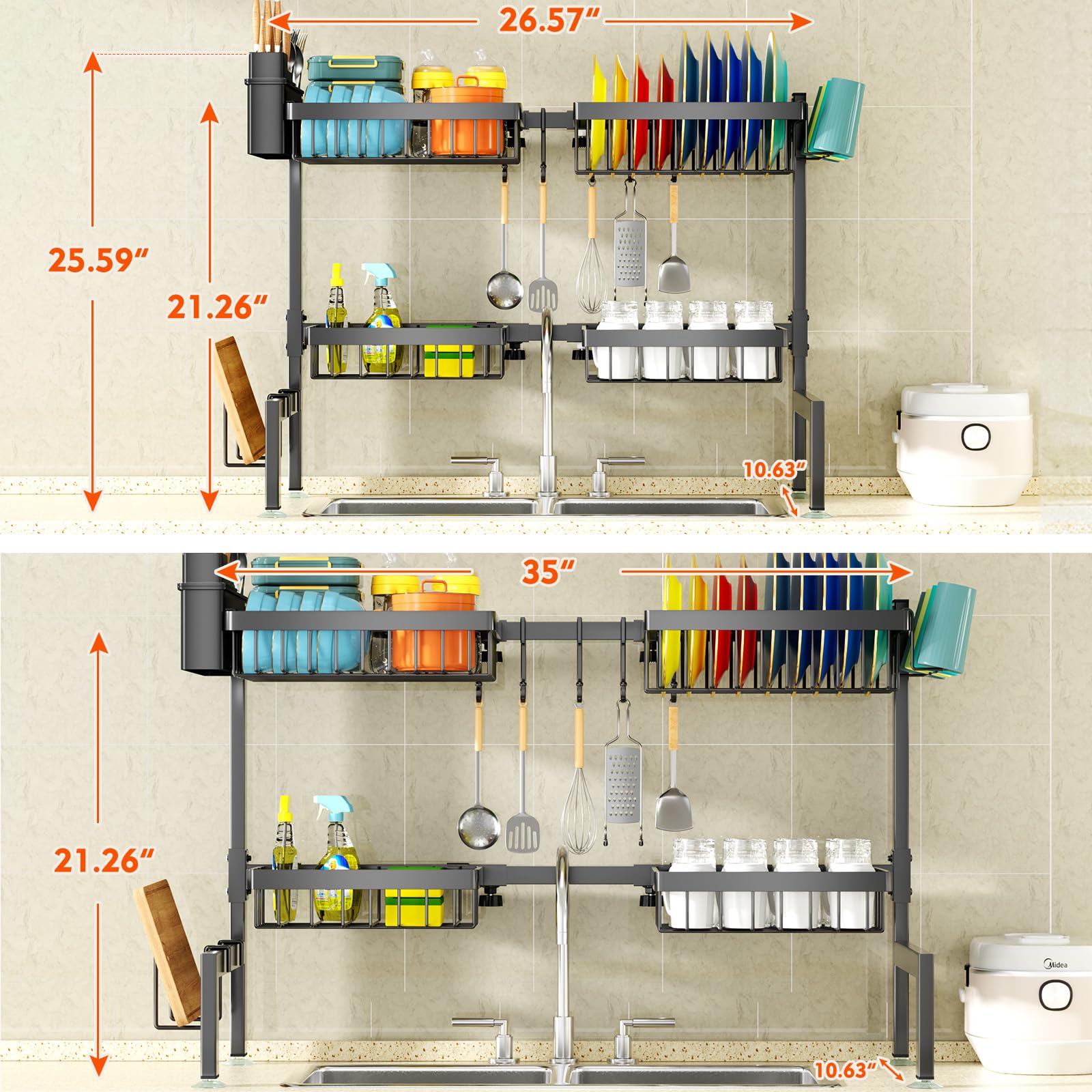 Durable metal construction with efficient draining