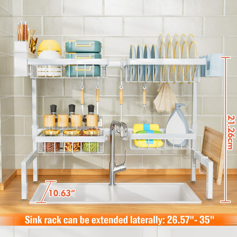 YKLSLH over sink drying rack with accessories kit keeps utensils organized.