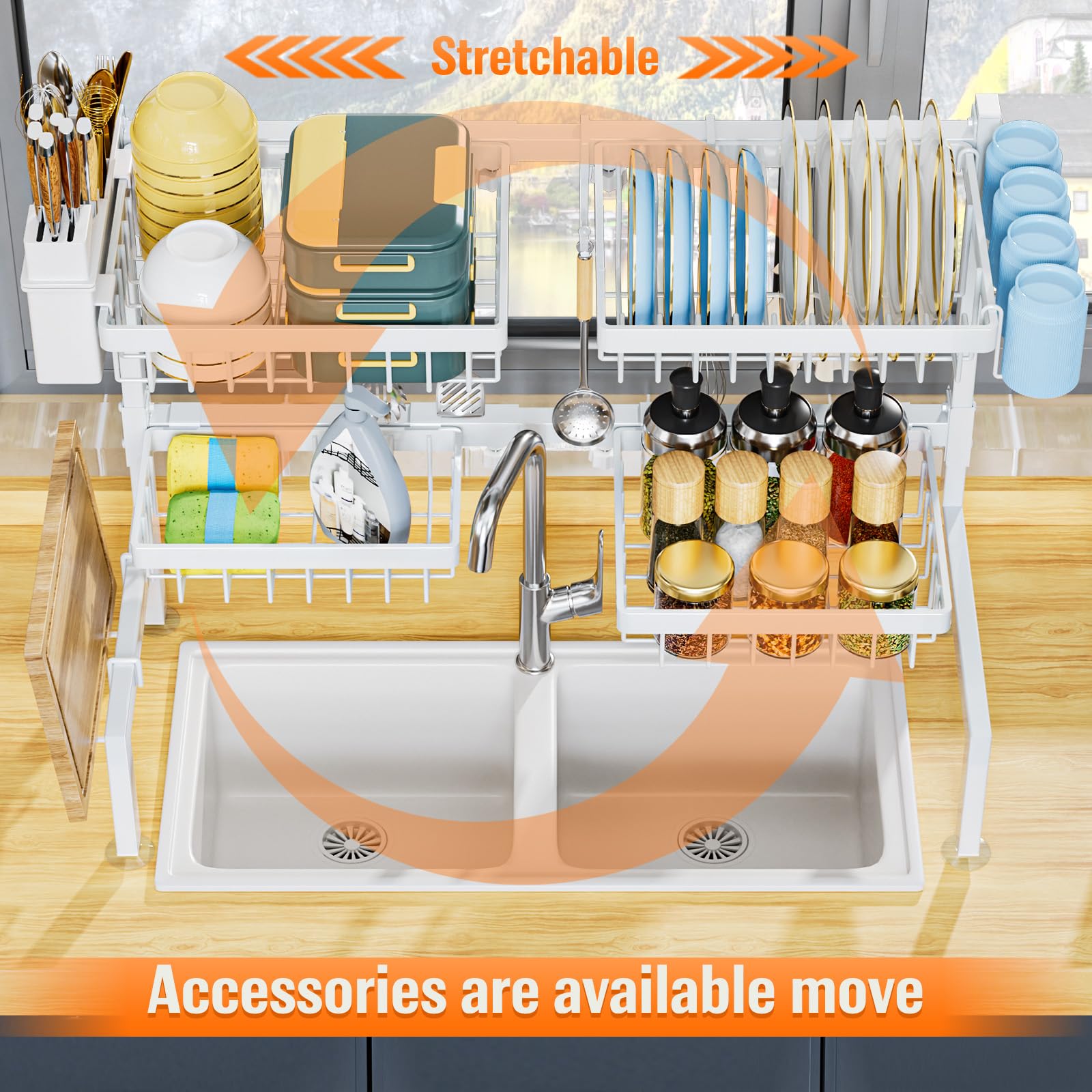 YKLSLH over sink drying rack sponge and cup racks keep sponges dry.
