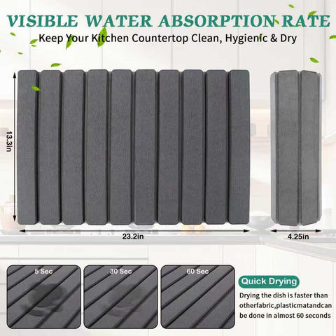 YLjindoia stone dish drying mat folded design saves counter space.
