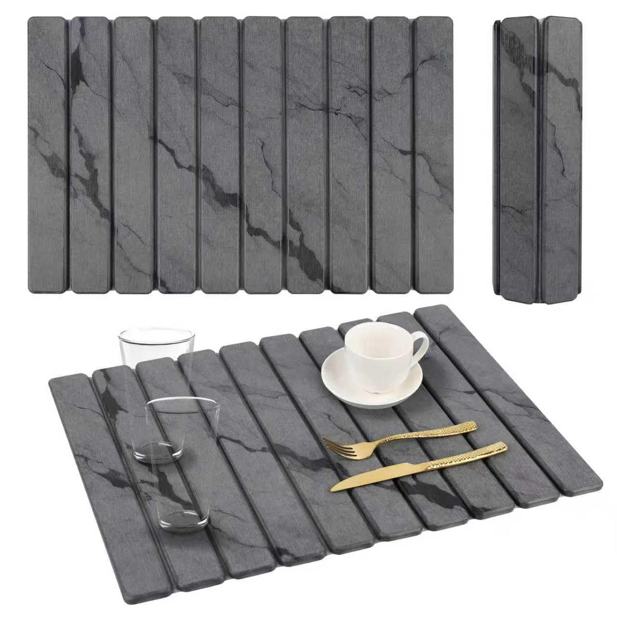 YLjindoia stone drying mat on kitchen counter for quick moisture absorption.