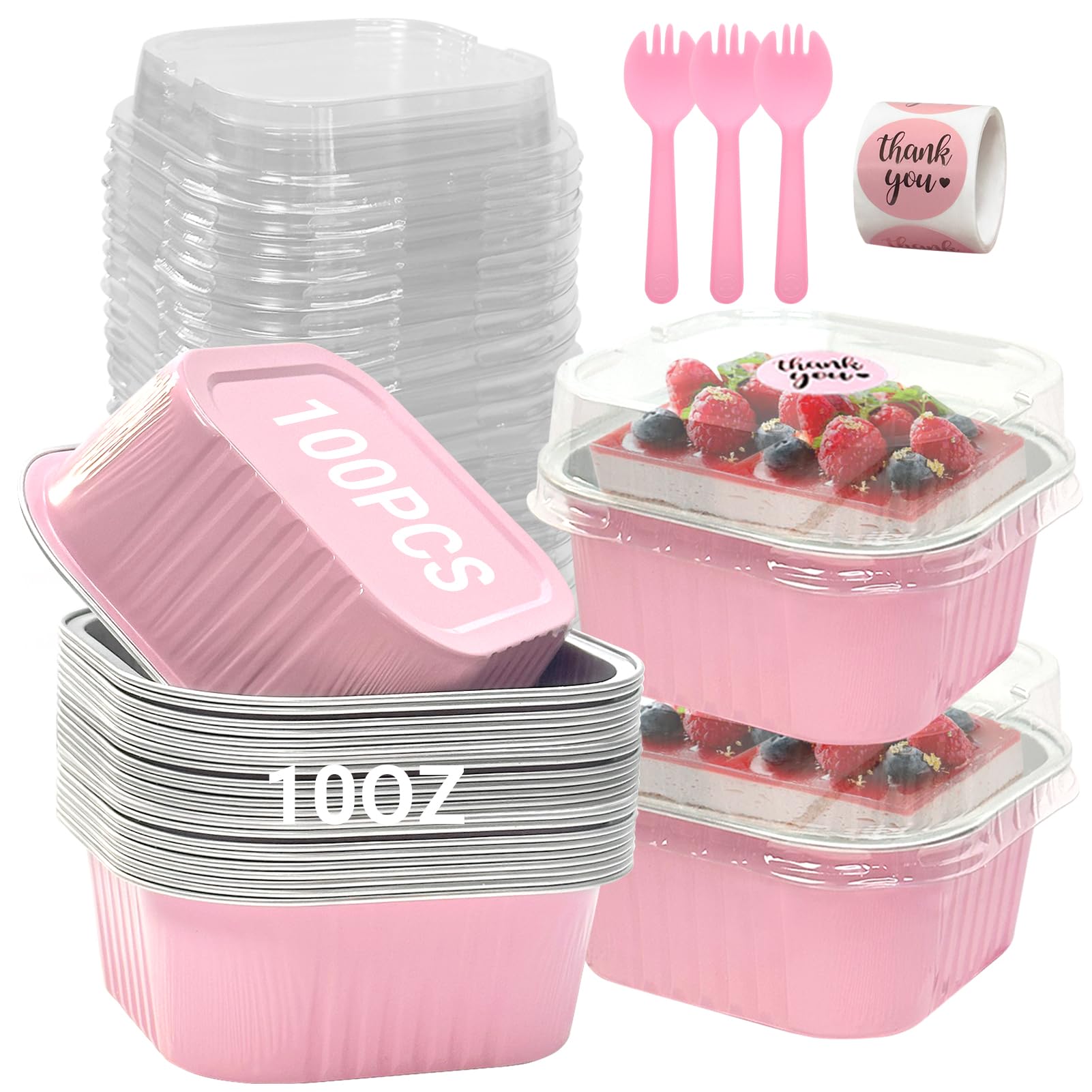 ylnurac 10oz mini cake pan with pink lid, ideal for single-portion treats.