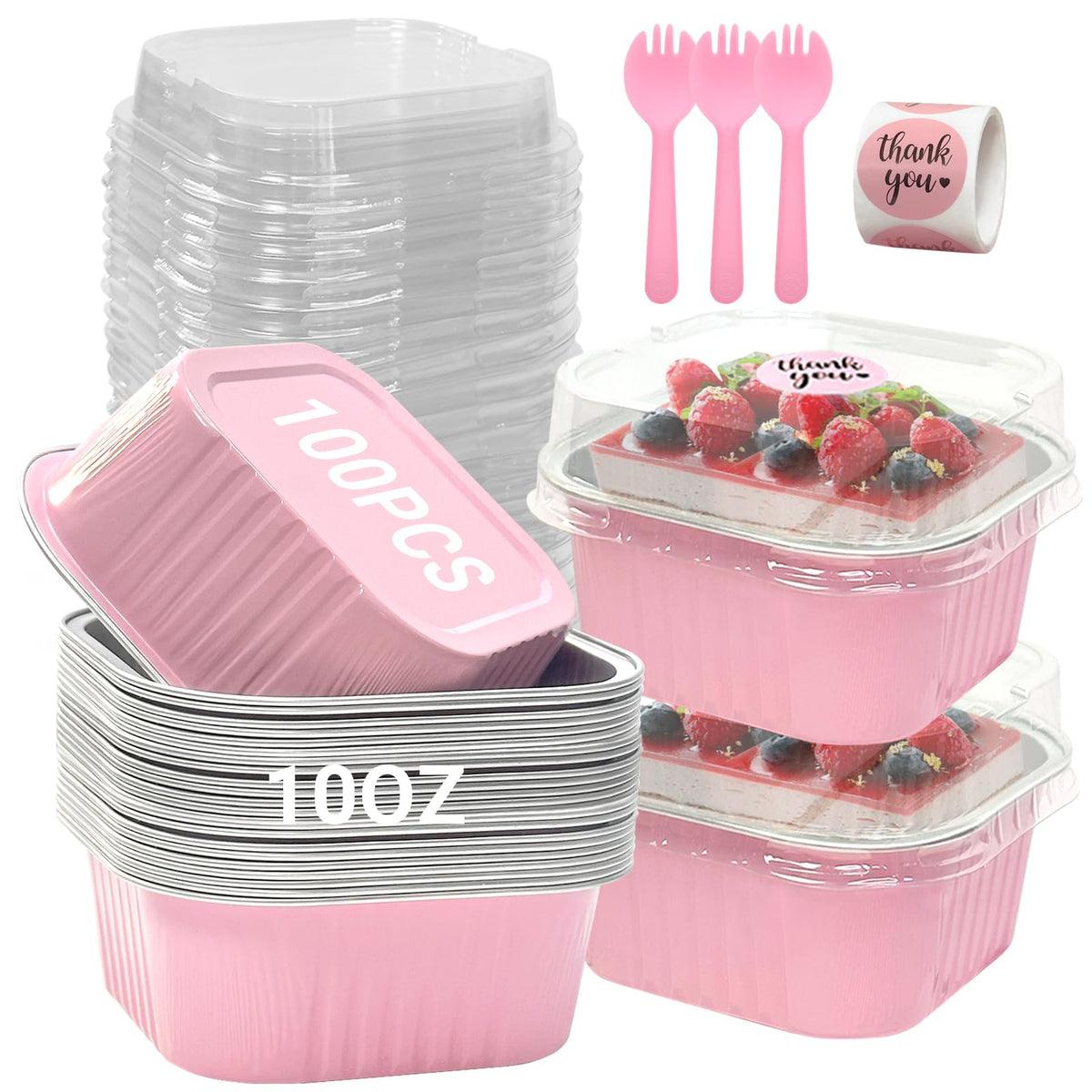 ylnurac 10oz mini cake pan with pink lid, ideal for single-portion treats.