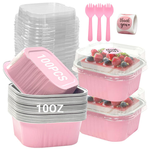 ylnurac 10oz mini cake pan with pink lid, ideal for single-portion treats.