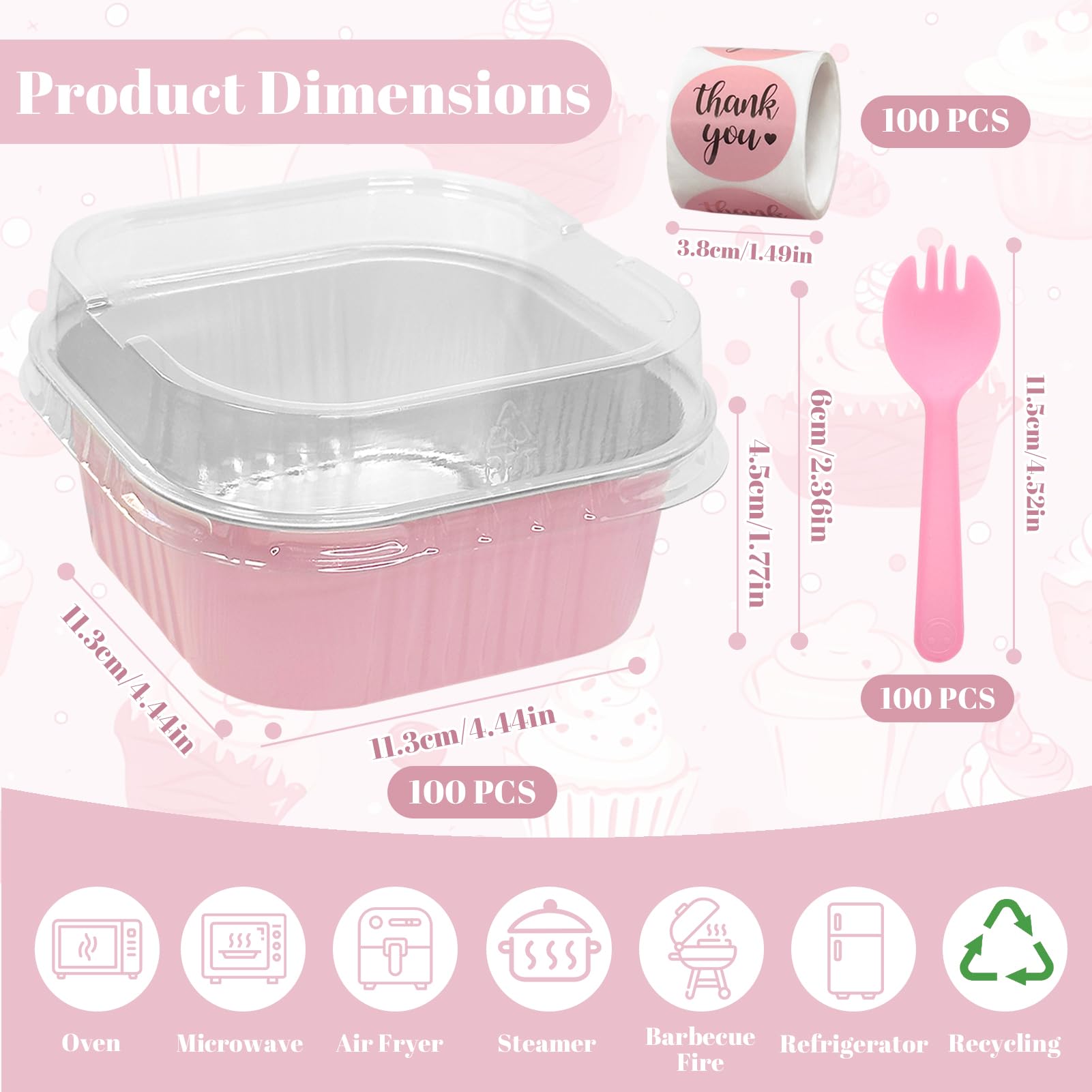ylnurac aluminum foil mini-pans 4x4 inches, sturdy and convenient for hosting.