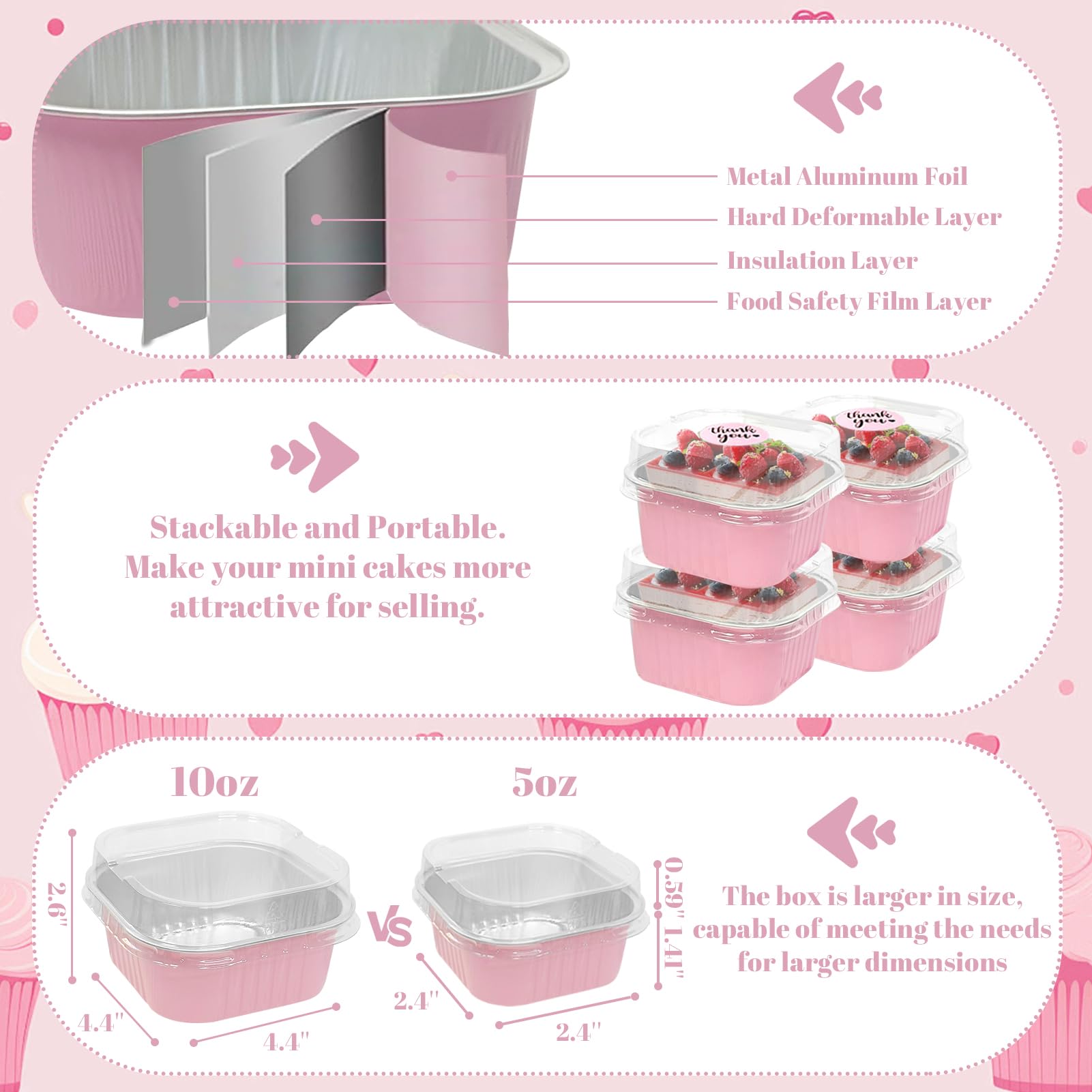 ylnurac clear lids for mini pans keep desserts fresh during transport.