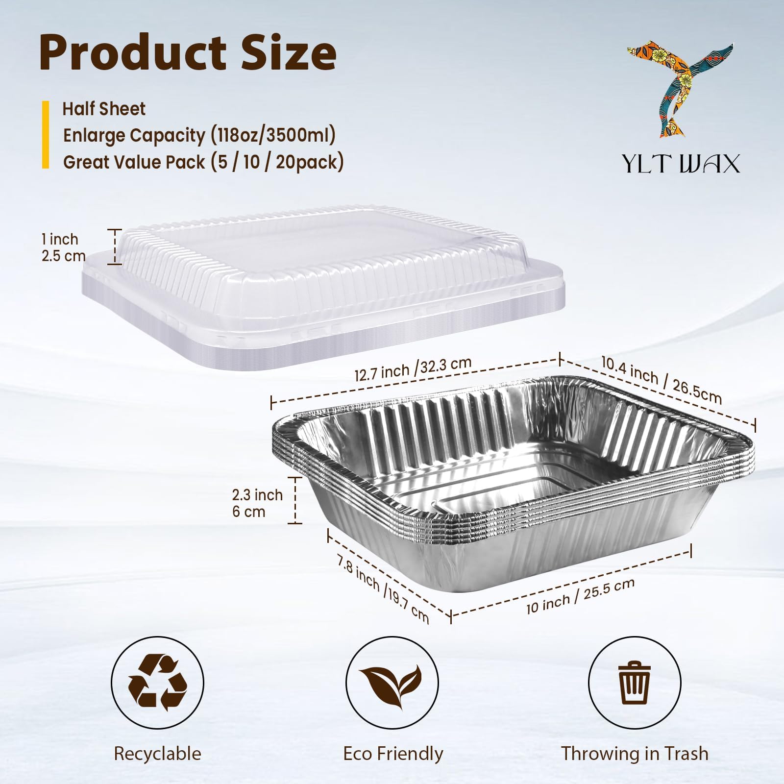 YLT WAX half-size deep pan ideal for casseroles and leftovers.