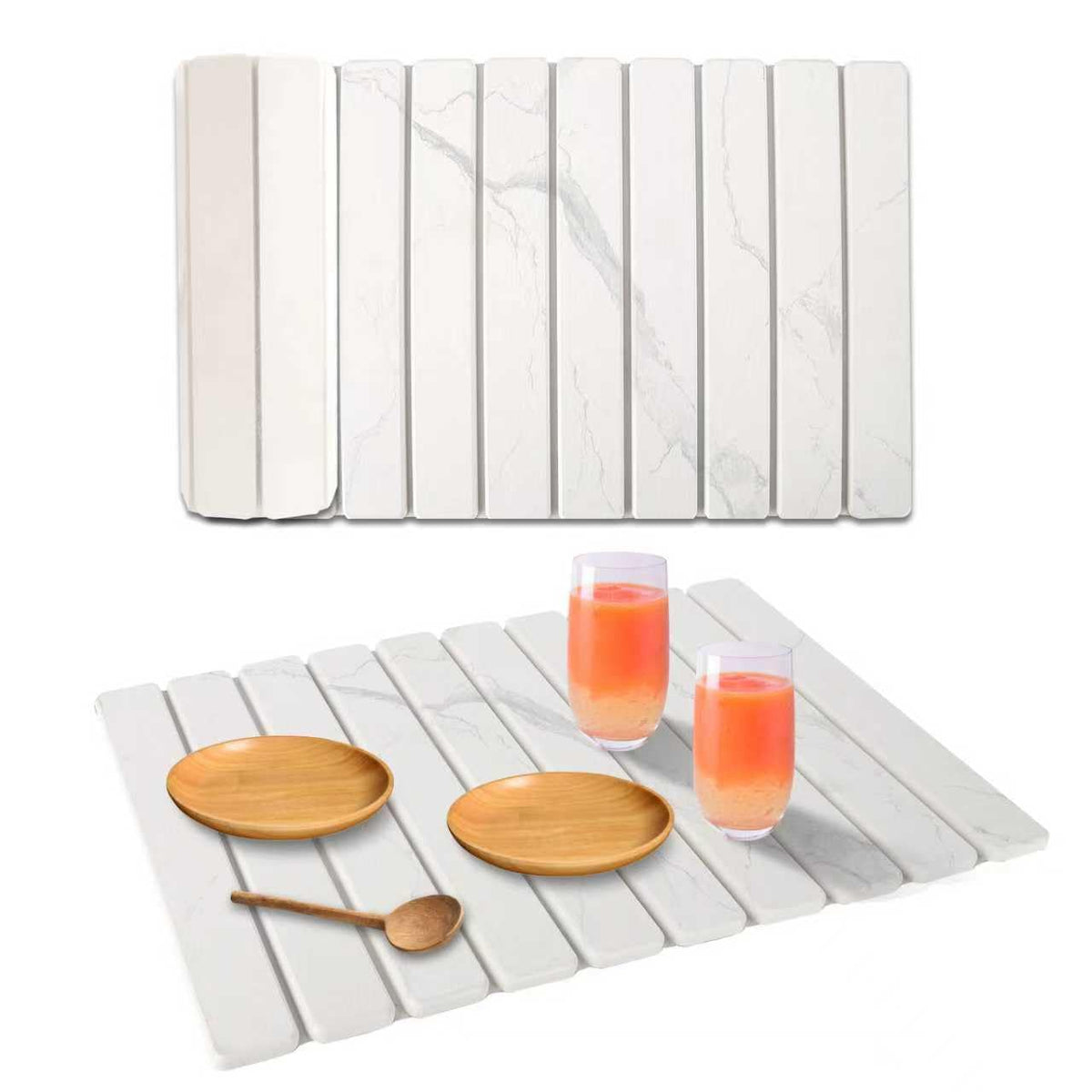 YLjindoia stone drying mat with marble texture keeps countertops dry and stylish.