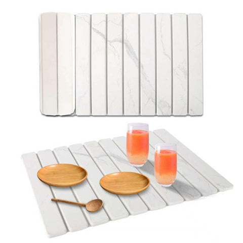 YLjindoia stone drying mat with marble texture keeps countertops dry and stylish.