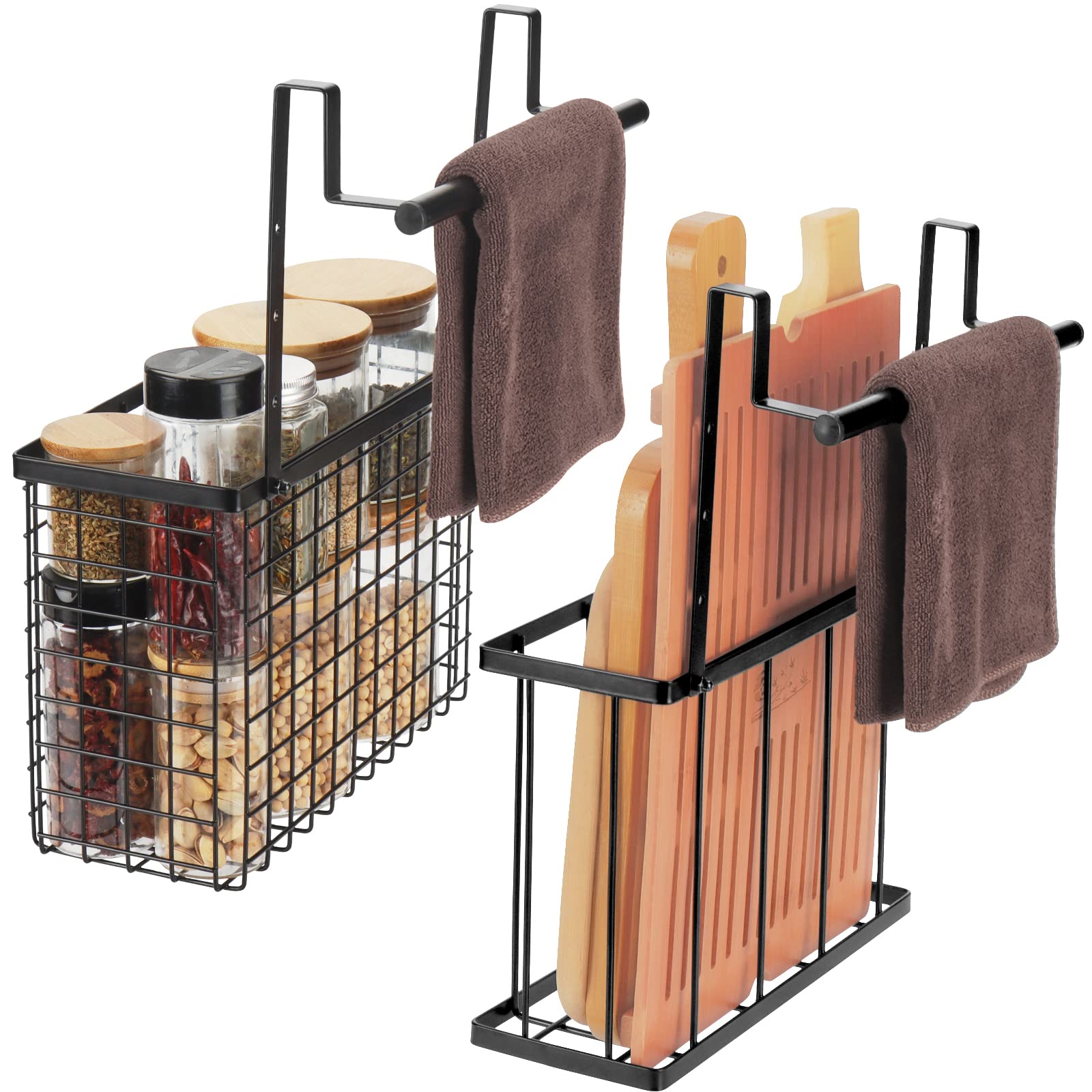 YMCCOOL over-the-door organizer with towel bars keeps towels accessible and saves counter space.