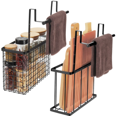 YMCCOOL over-the-door organizer with towel bars keeps towels accessible and saves counter space.