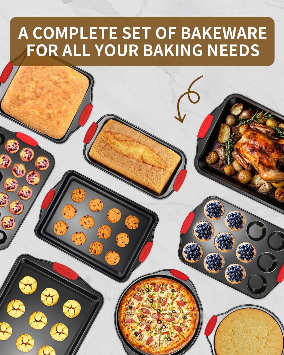 Ymiton cookie sheets with nonstick coating for easy release.