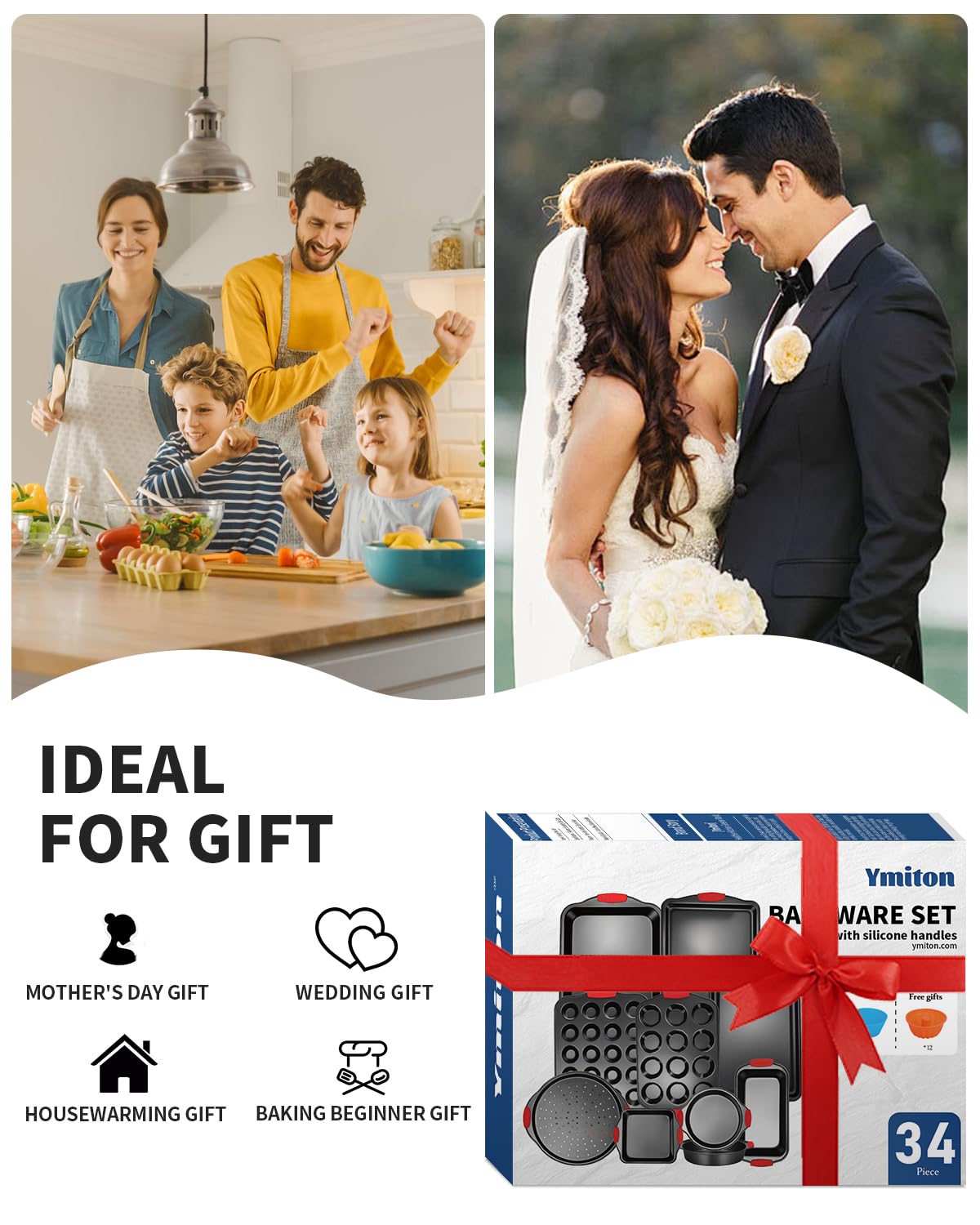 Ymiton bakeware is durable and dishwasher-safe for easy cleanup.