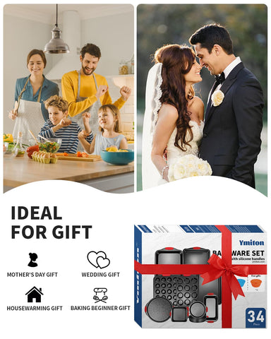 Ymiton bakeware is durable and dishwasher-safe for easy cleanup.