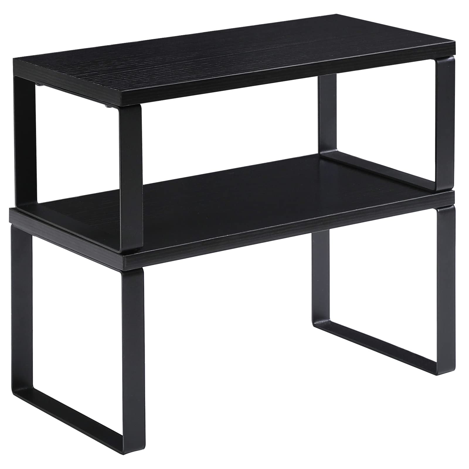 YMYNY cabinet shelf organizer set 2 displayed on a countertop for versatile storage.
