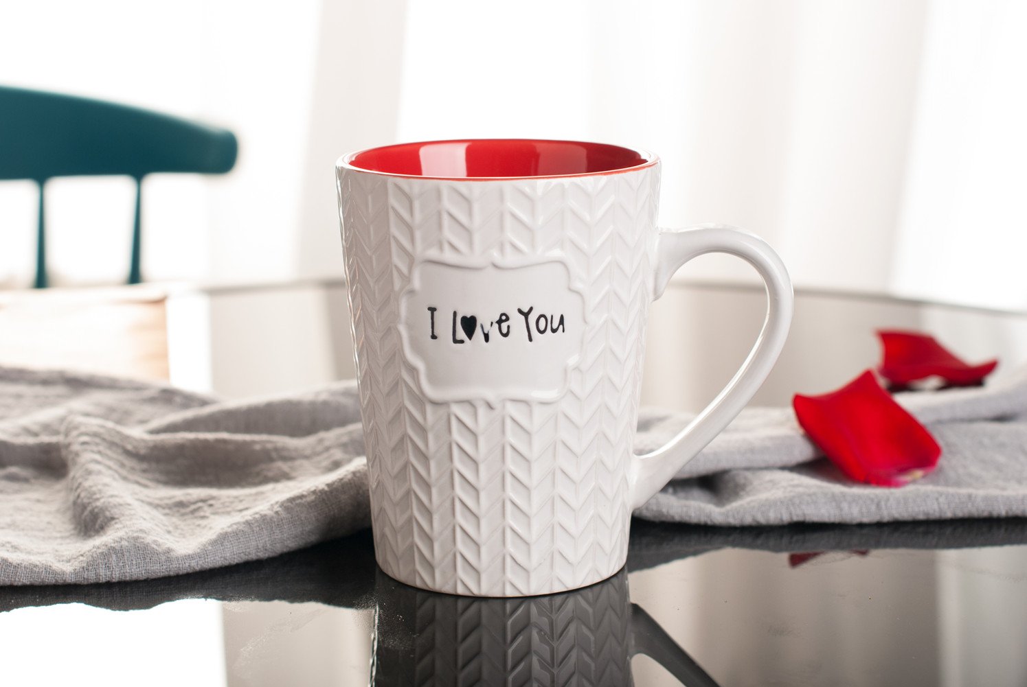 Ynsfree I Love You Mug colored glaze interior brightens beverages