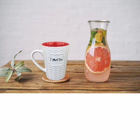 Ynsfree I Love You Mug outer geometric relief adds tactile charm while sipping