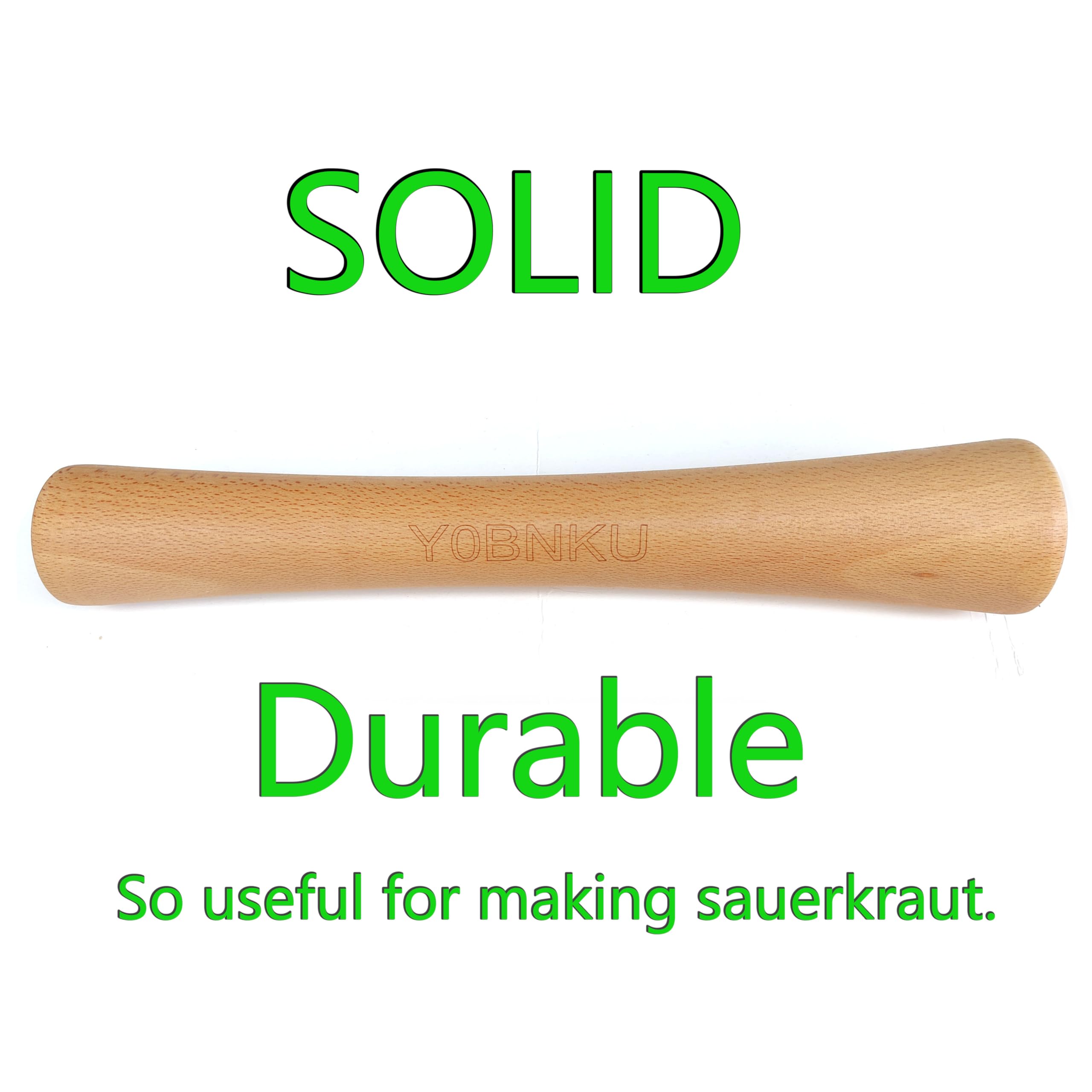 YOBNKU sauerkraut-pounder wide-mouth jar use demonstrates jar-press capability for kraut packing.
