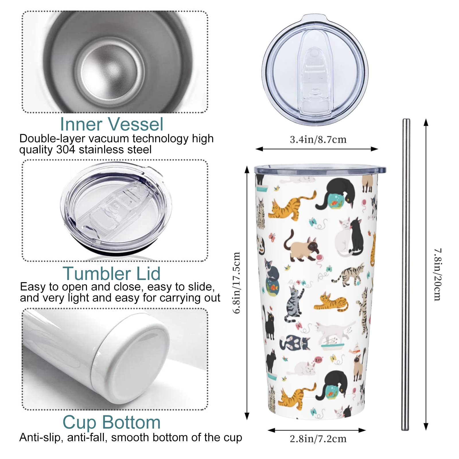 Yobvec Cat Tumbler fits most car cup holders for convenient commuting