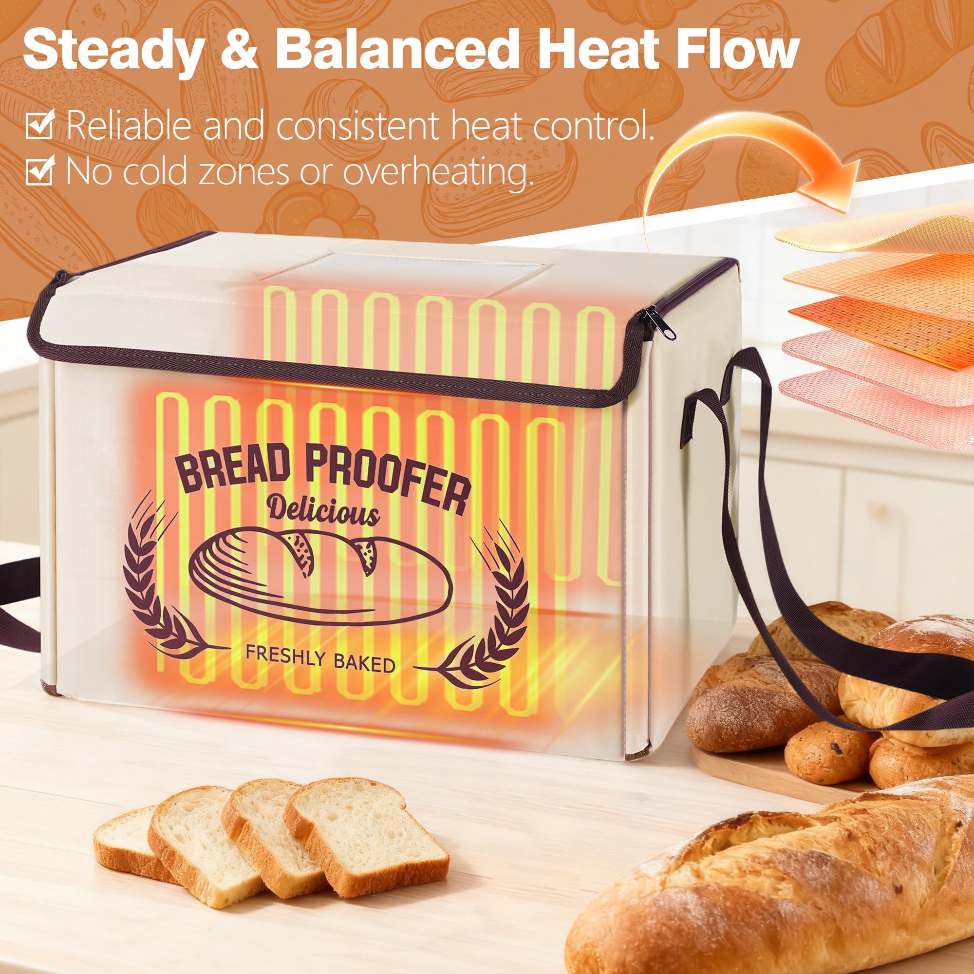Yocookus folding proofer interior with metal rack promotes even heat distribution