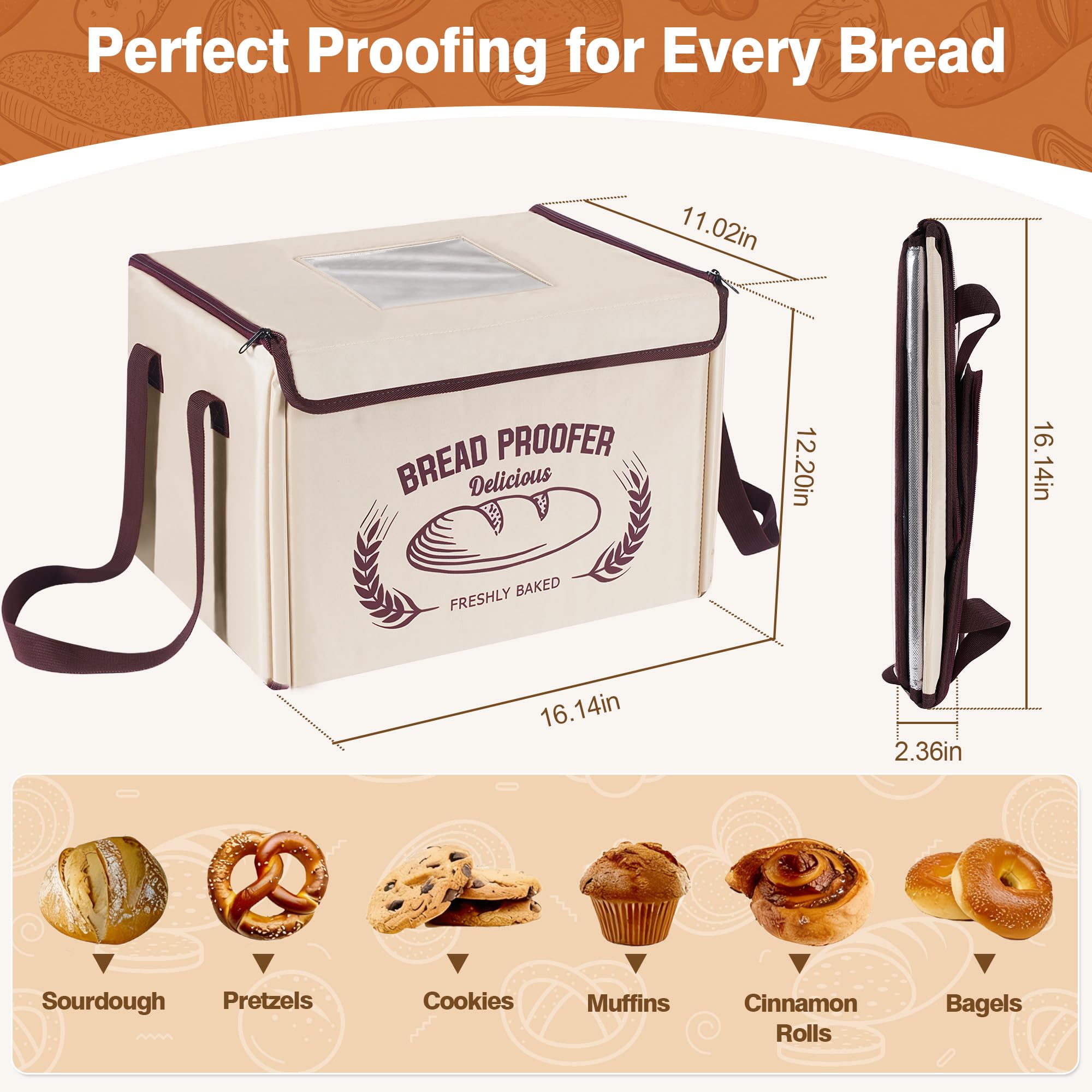 Yocookus bread proofer top view with window for monitoring dough without opening