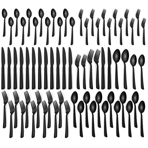 Yoehka black flatware dinner spoons for daily dining with a sleek look.