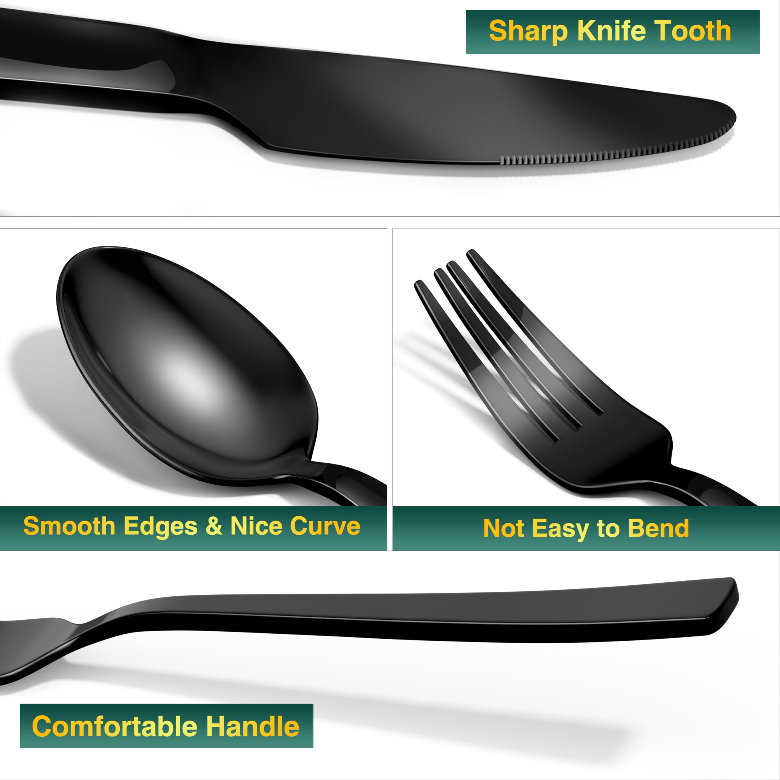 Yoehka black flatware salad dessert forks add stylish flair to meals.