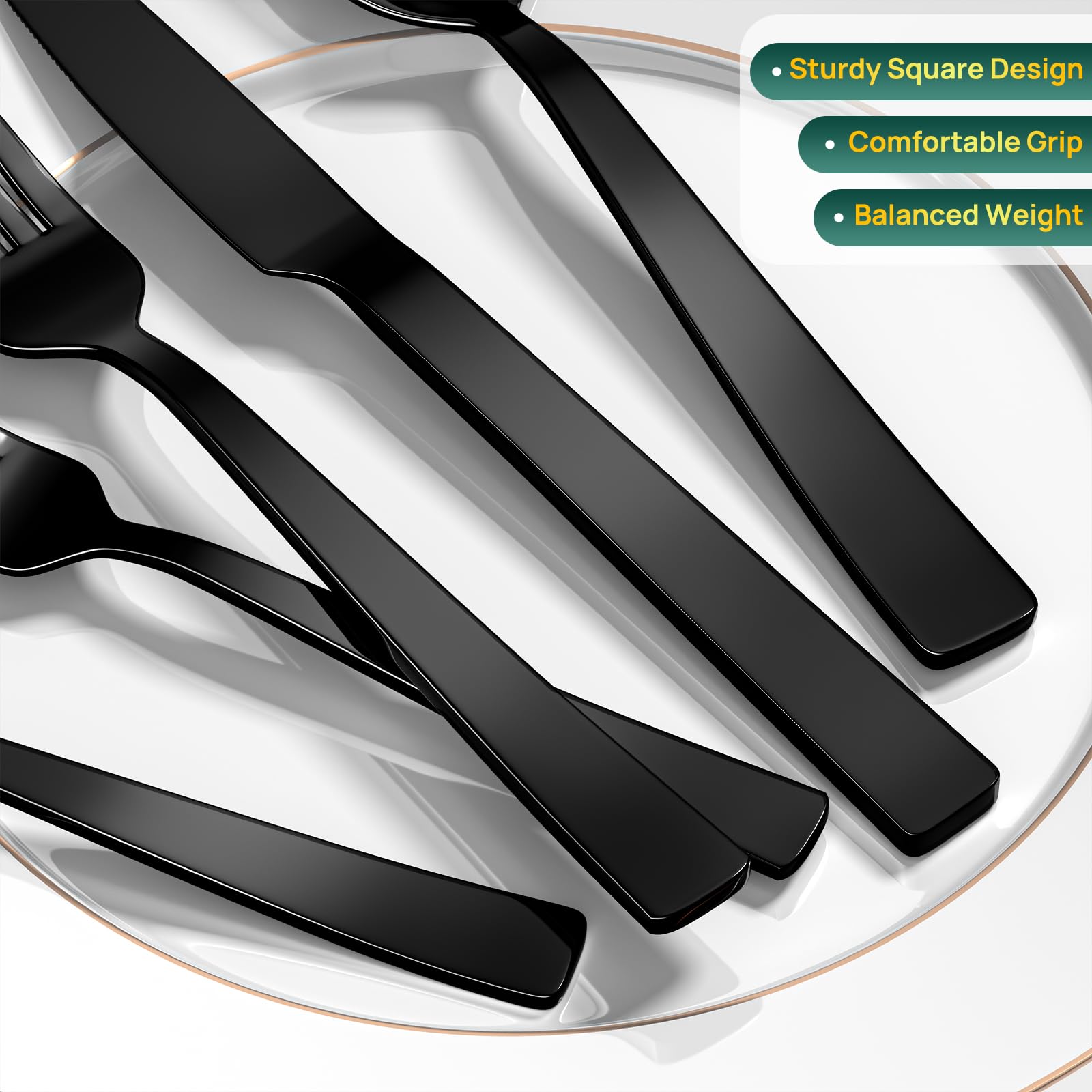 Yoehka black flatware teaspoons ideal for coffee and desserts.