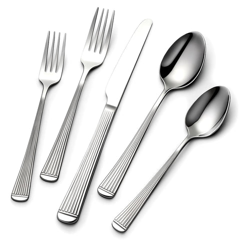 Yoehka hammered silverware 60-piece set for 12, ideal for cohesive home dining.