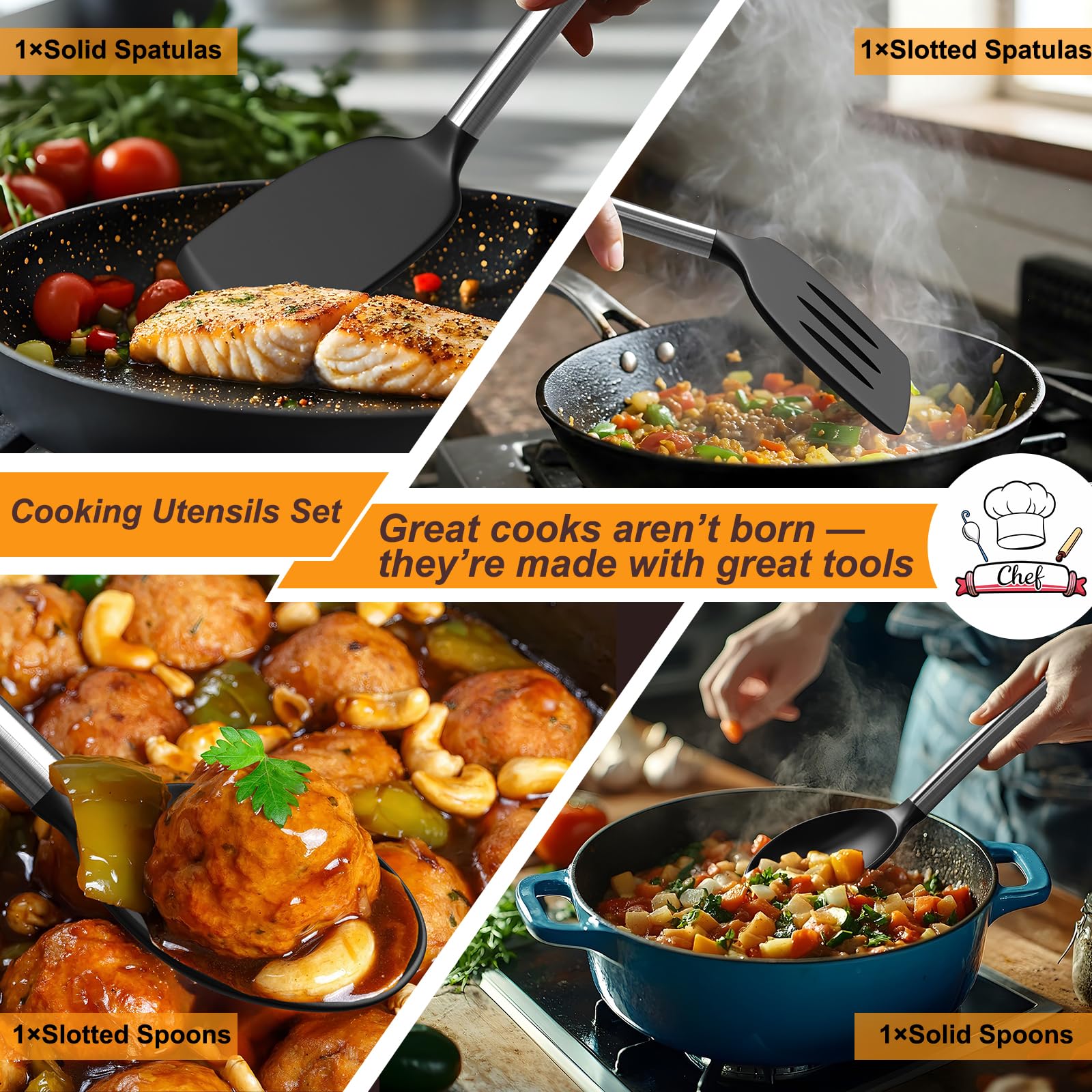 Yoehka heat resistant silicone utensils withstands high heat safely.