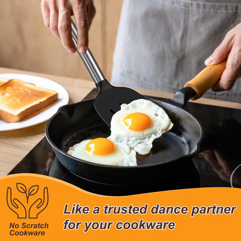 Yoehka nonstick cookware friendly utensils glide across surfaces.