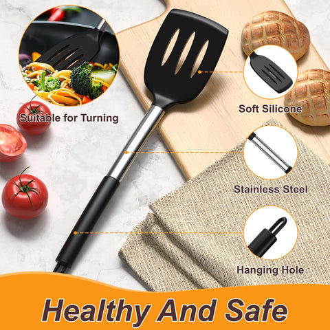 Yoehka silicone slotted turner for flipping delicate foods.